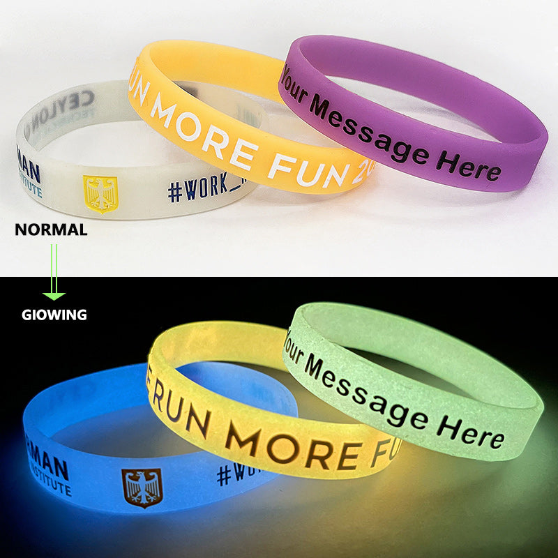 Custom Silicone Wristbands - Glowing