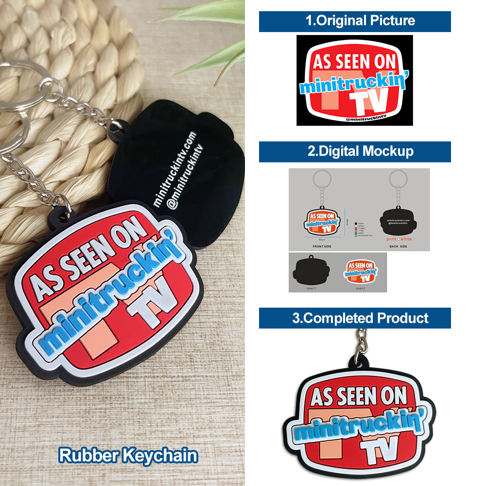 CUSTOM 3D DIE CUT RUBBER KEYCHAINS-REGULAR