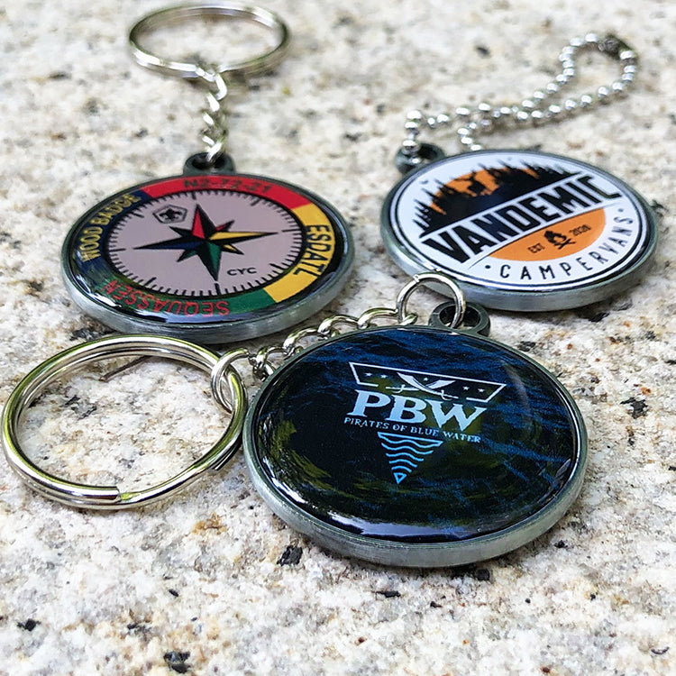 Custom metal keychain with doming