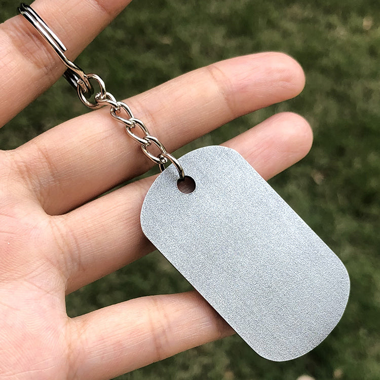 Custom metal dog tag keychain with doming